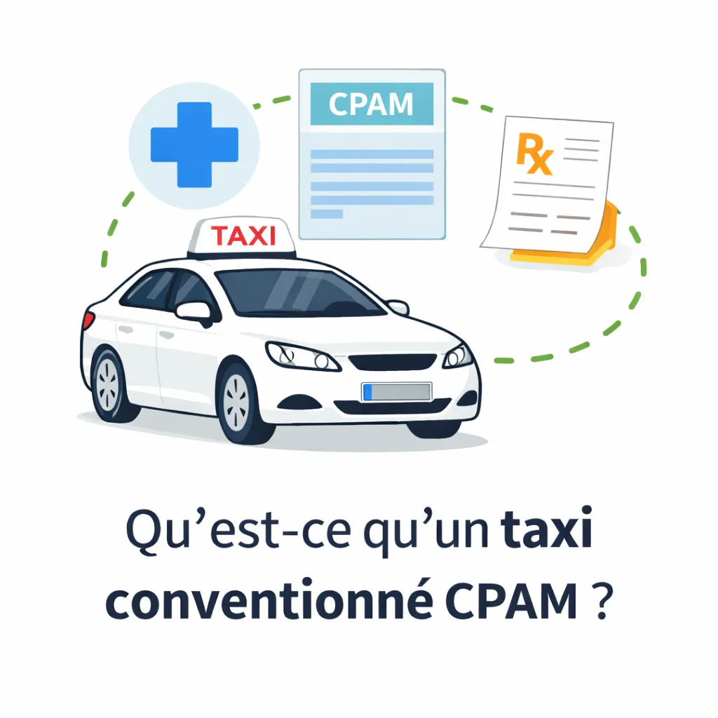 Taxi conventionné CPAM à Trappes expliquant le rôle du transport médical avec prescription et prise en charge Assurance Maladie