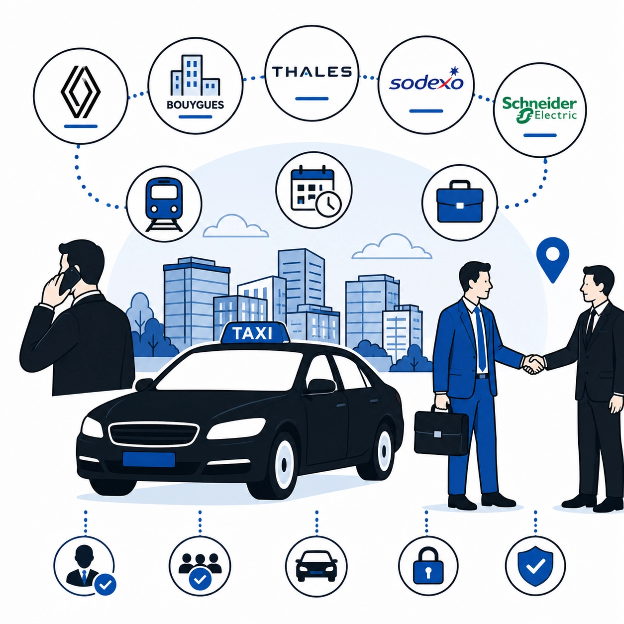 Taxi à Montigny-le-Bretonneux pour déplacements professionnels, accueil clients à la gare SQY, navettes inter-sites et trajets business vers Paris